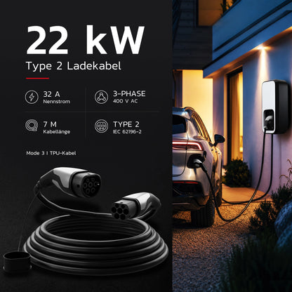 Type 2 charging cable | 22kW | 7m