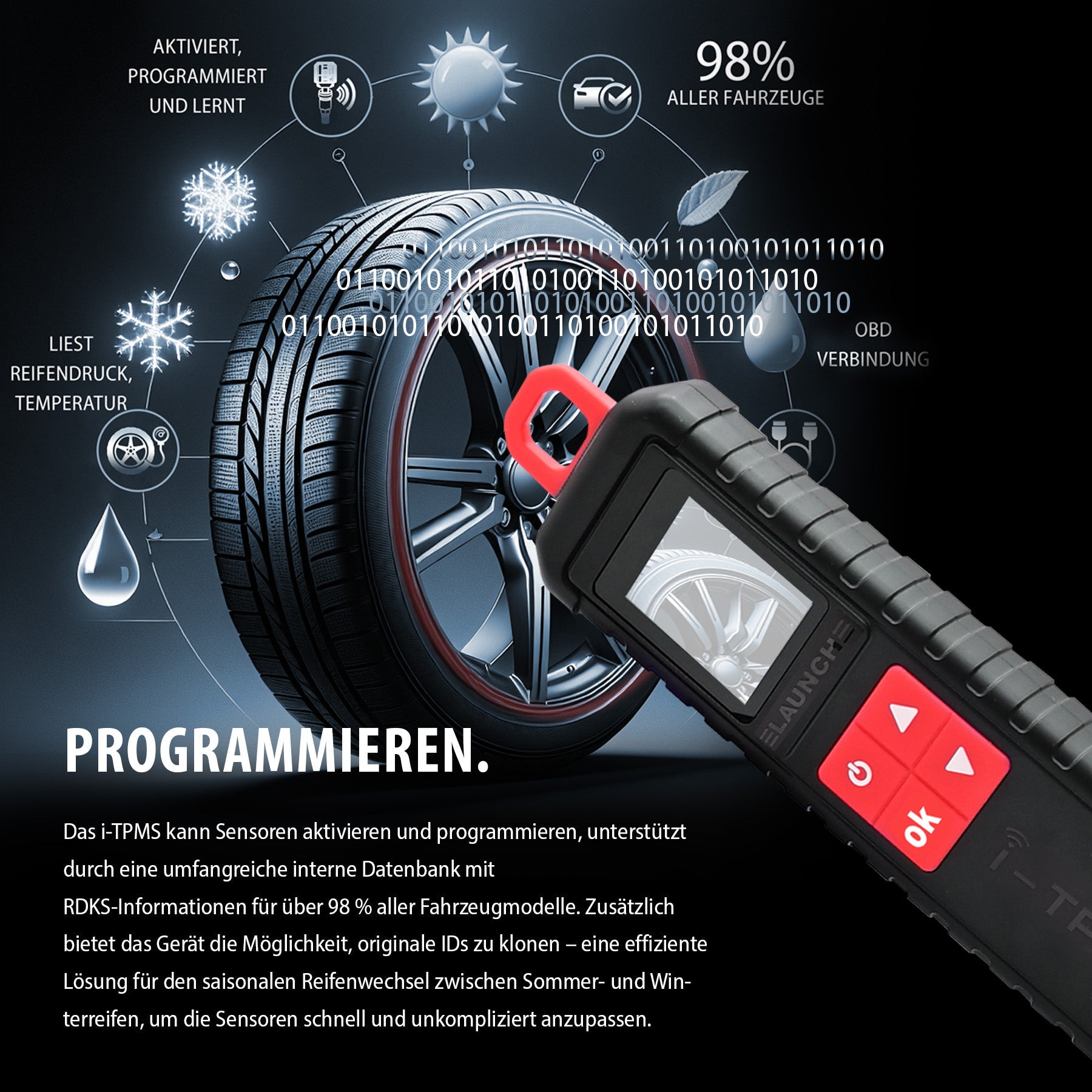 i-TPMS mit 4 Gummi-, 4 Aluminium- und 4 Metallsensoren (silber/schwarz)