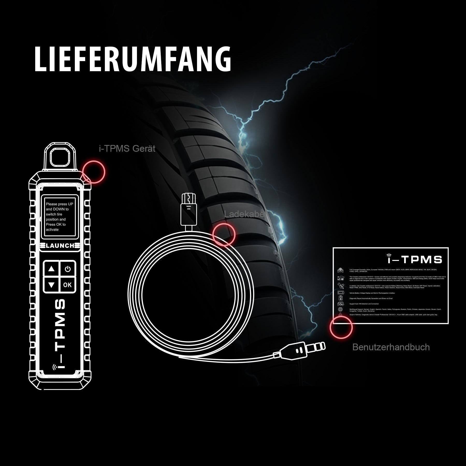Produktbild von Rdks Anlerngerät Opel TireMoni DAM-100 - Für Smartphones Tpms