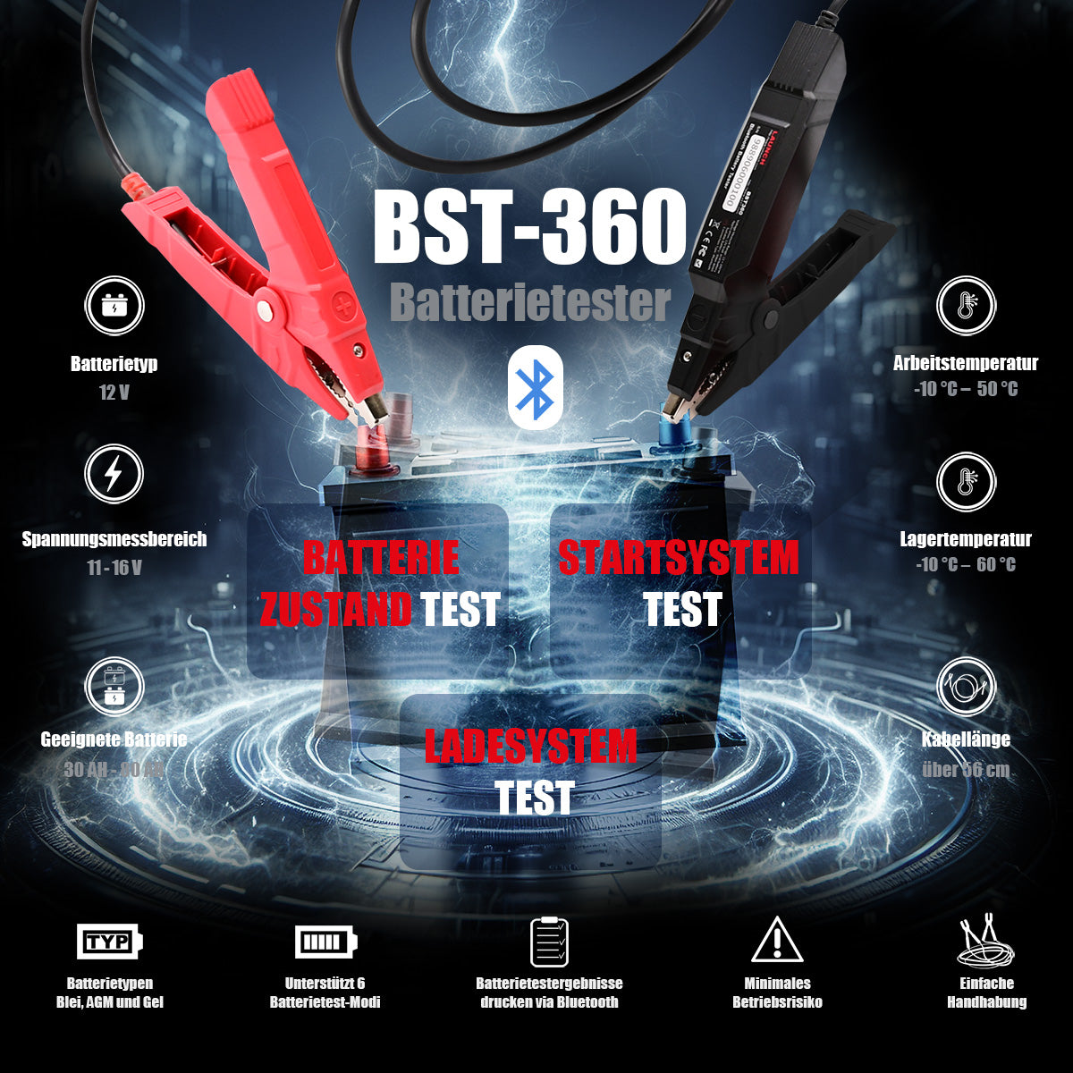 BST-360 Bluetooth Batterietester (kompatibel mit MOT IV)